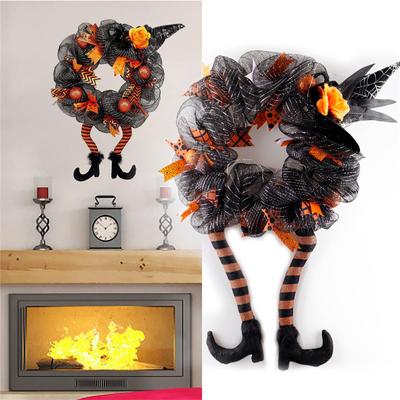 Halloween Wreath Door Hanging Wreath Haunted House Decoration Pendant With Lighting