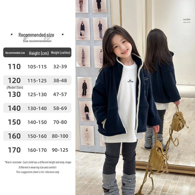 

YOJIA 2025 Зимнее двустороннее пальто для девочек на флисовой подкладке - Модная детская верхняя одежда 110 cm темно-синий