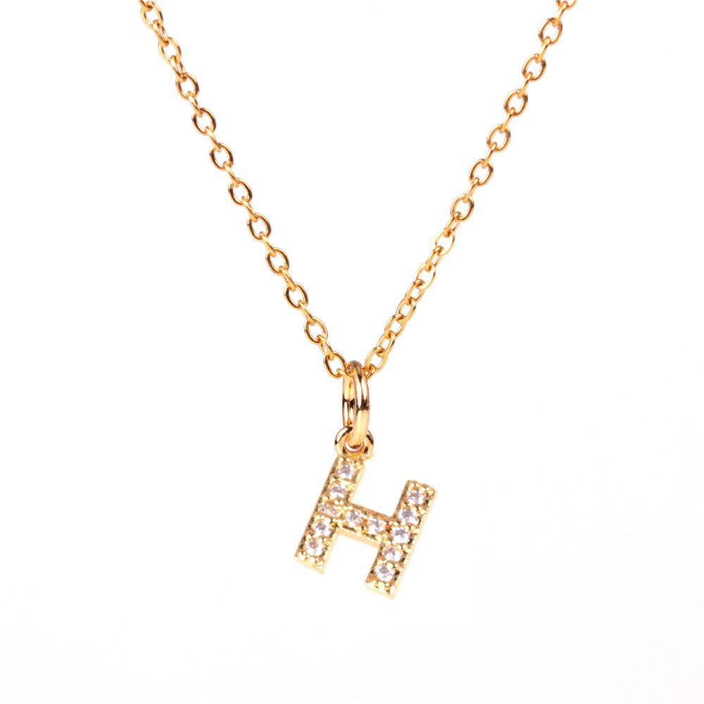 New Diamond Clavicle Necklace with 26 Alphabet Pendants - Stylish European and American Jewelry
