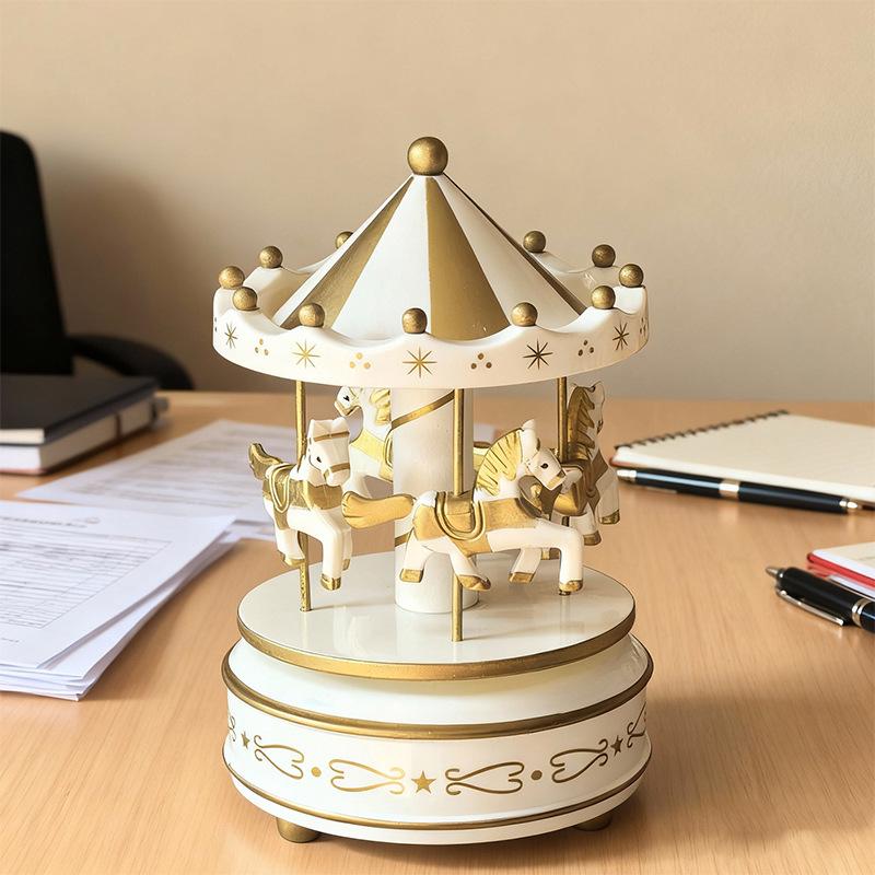 Sky City Carousel Music Box: Romantic European-Style Birthday Gift with Spire Clockwork