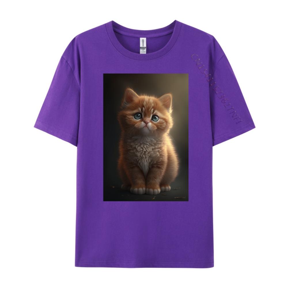 Cute Cat Kitten Luxury Clothing Men's Shirt Red And Black Graphic T Shirt Summer Original Mens T-Shirts Printed On