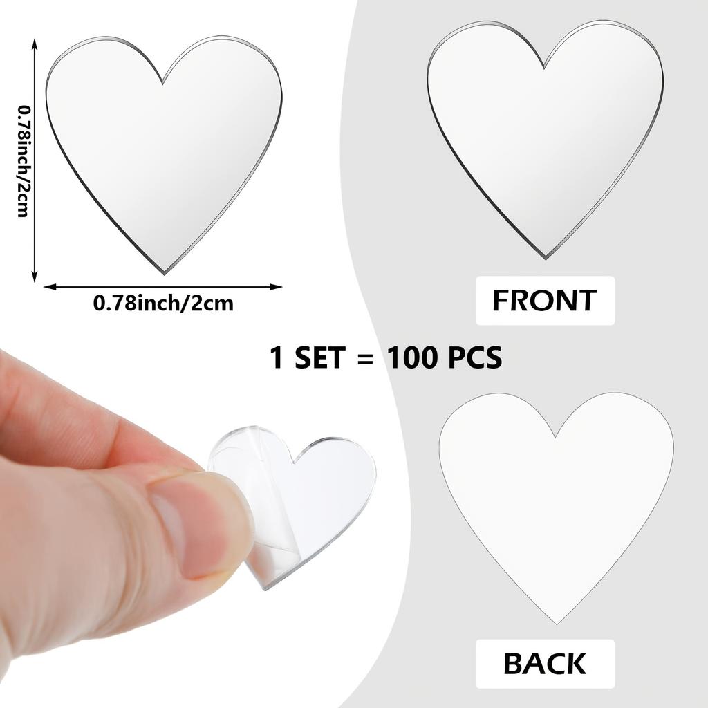 100pcs Love Acrylic Mirror Wall Stickers Decoration Bathroom Living Room Bedroom Gym Dormitory Phone Case Decoration