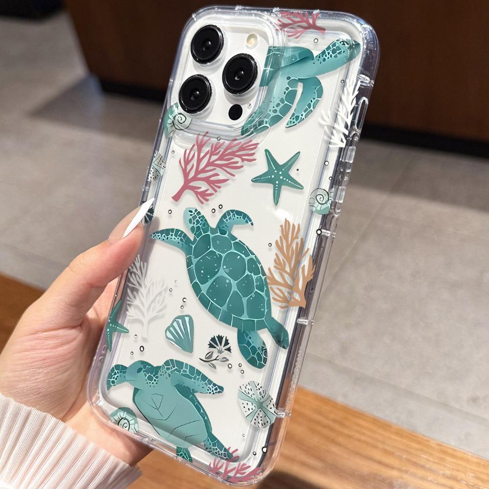Green Sea Turtle Shell Phone Case For iPhone 17 Pro Max Cases iPhone 16 15 14 13 12 11 Pro Max X XS XR XS 16E 17Air Soft Cover