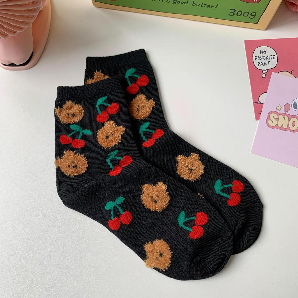 Happy Year Of The Rabbit Socks Bubble Cotton Cute Stacking Socks Little Rabbit Flower Cartoon Medium Tube Socks Cotton Socks Women