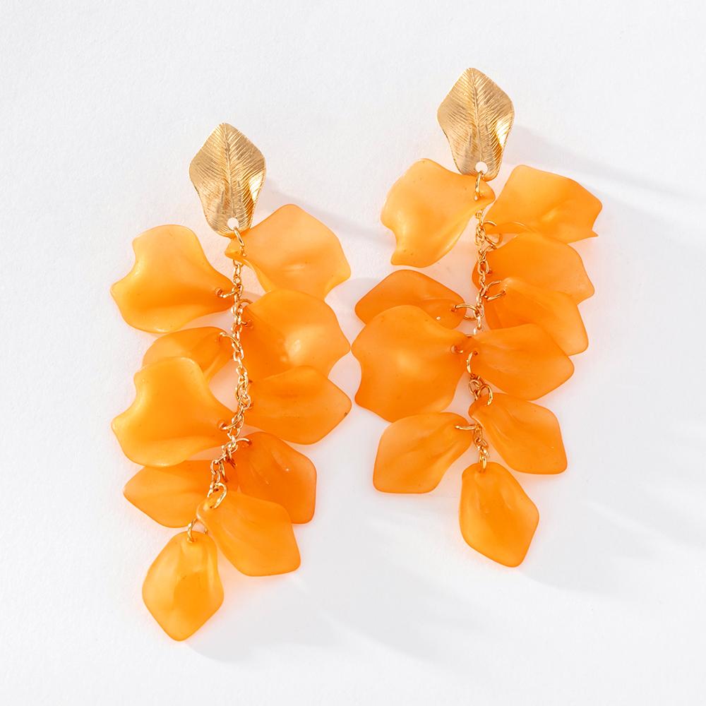 Pinkdudu Fashion 4 Color Acrylic Rose Petal Drop Earrings Romantic Charming Flower Dangle Earring for Women Jewelry PD1246