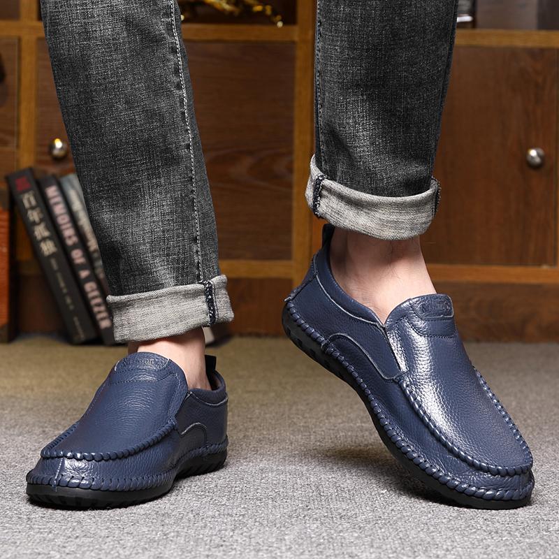 FashionBrand Genuine Leather Flat Designer Loafers Casual Outdoor Antiskid Walking Shoes Handmade Moccasins Comfortable Driving Shoes