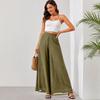 Women's Chiffon Wide Leg Pants Loose Fit Long Trousers Lightweight High Waist Flowing Design for Casual Wear