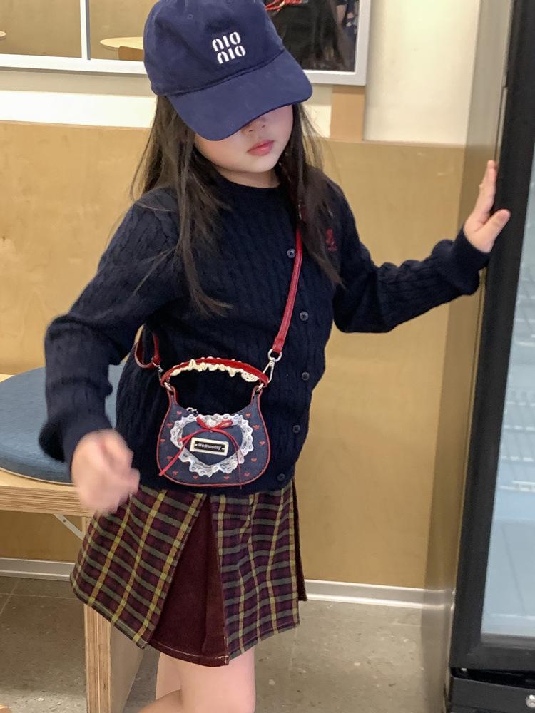 Mini Borsa a Spalla in Denim con Fiocco di Pizzo Coreano per Donne e Bambini - Collezione Autunno/Inverno 2025