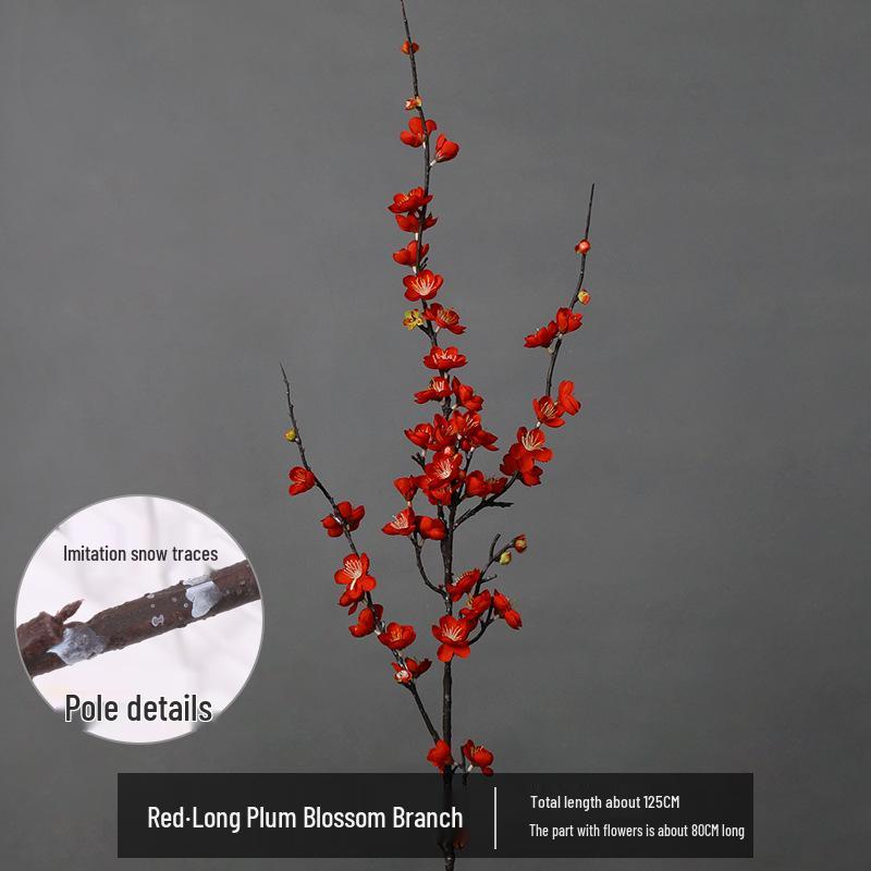 Artificial Plum Blossom Branch Decor - Winter Peach & Dried Flower Bouquet for Living Room, Chinese Home Decoration