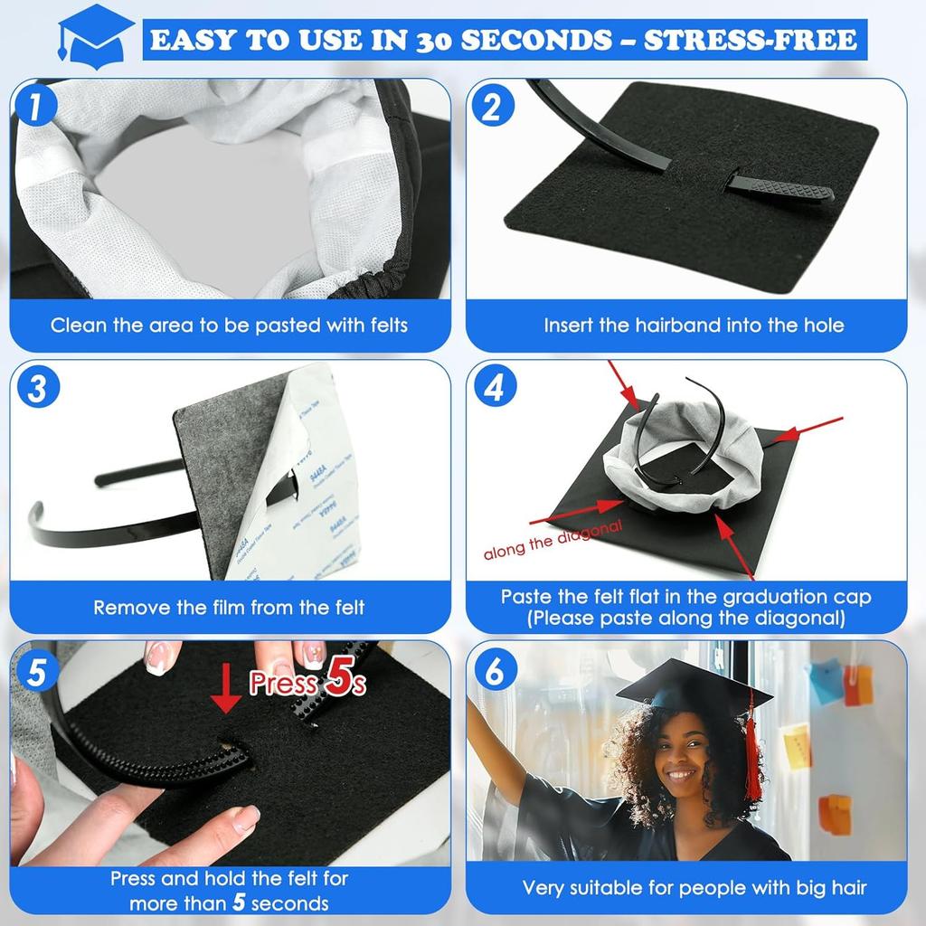 2/4Pcs Graduation Cap Headband, Anti-fall Firm Hair Band for Graduation Cap, Graduation Gifts Hat Insert Accessories for Graduates, Students, Women