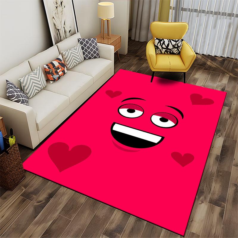 Funny Face with Hearts Carpet suitable as a non-slip mat for the living room or bedroom sofa