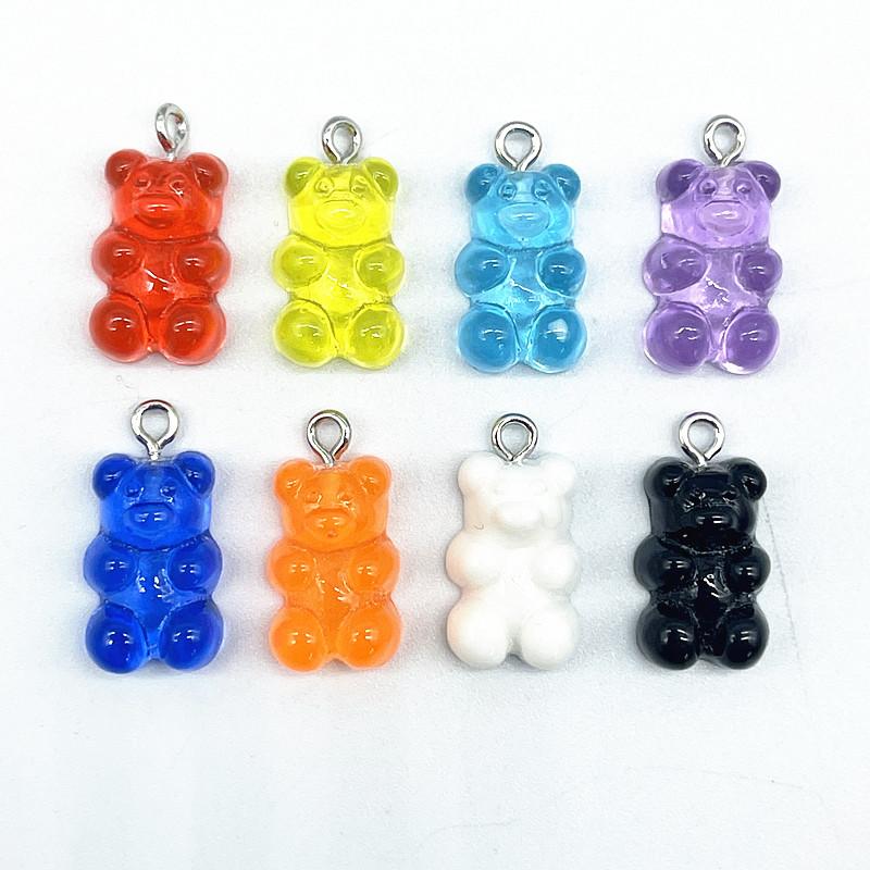 10Pcs Candy Bear Pendant Charms for Necklace Bracelet Earrings Jewelry Making Diy Findings Resin Bears Christmas Making