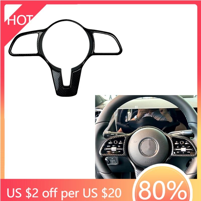 2025 Hot Racing Grills Car Carbon Fiber Steering Wheel Panel Cover Trim For Mercedes Benz A B C E G CLA GLB Class W177 W247 W205