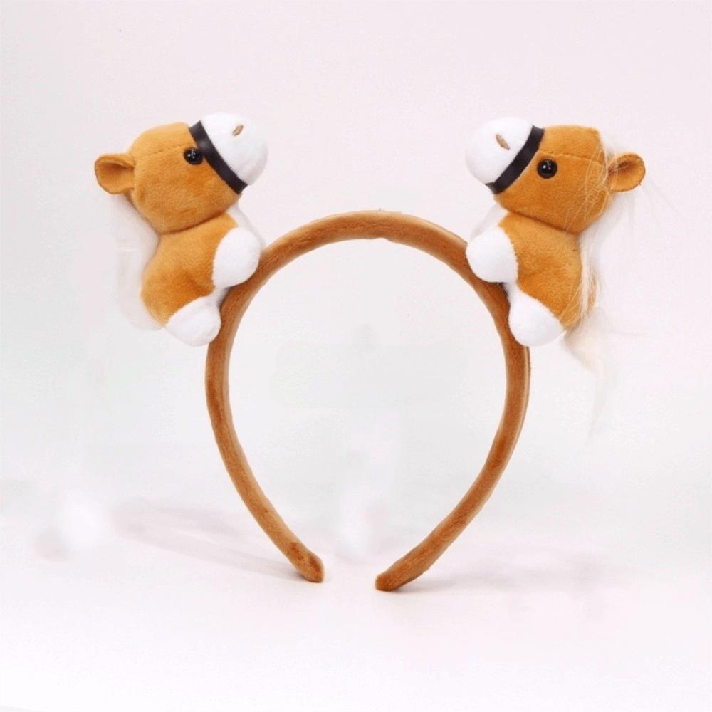 Cartoon New Year Headband Mascot Plush Horse Headband Sweet Horse Hair Hoop Party Decoration