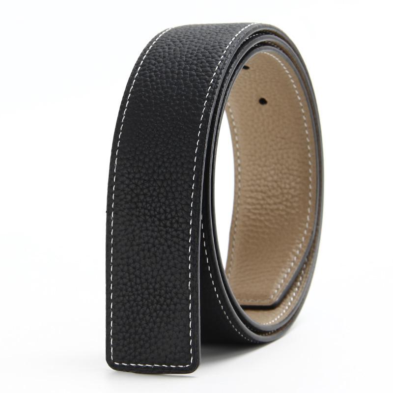Double Sided Top-layer Lychee Pattern Belt Strip for Men's Pin Buckle Plate Buckle Belt Body Cowhide Car White Line Belt Belt