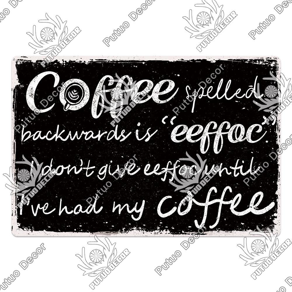 

Putuo Decor Coffee Tin Sign Vintage Plaque Metal Plates Shabby Chic Wall Art Poster for Cafe Bar Living Room Home Man Cave Decor 20x30cm（7.8x11.8inch）