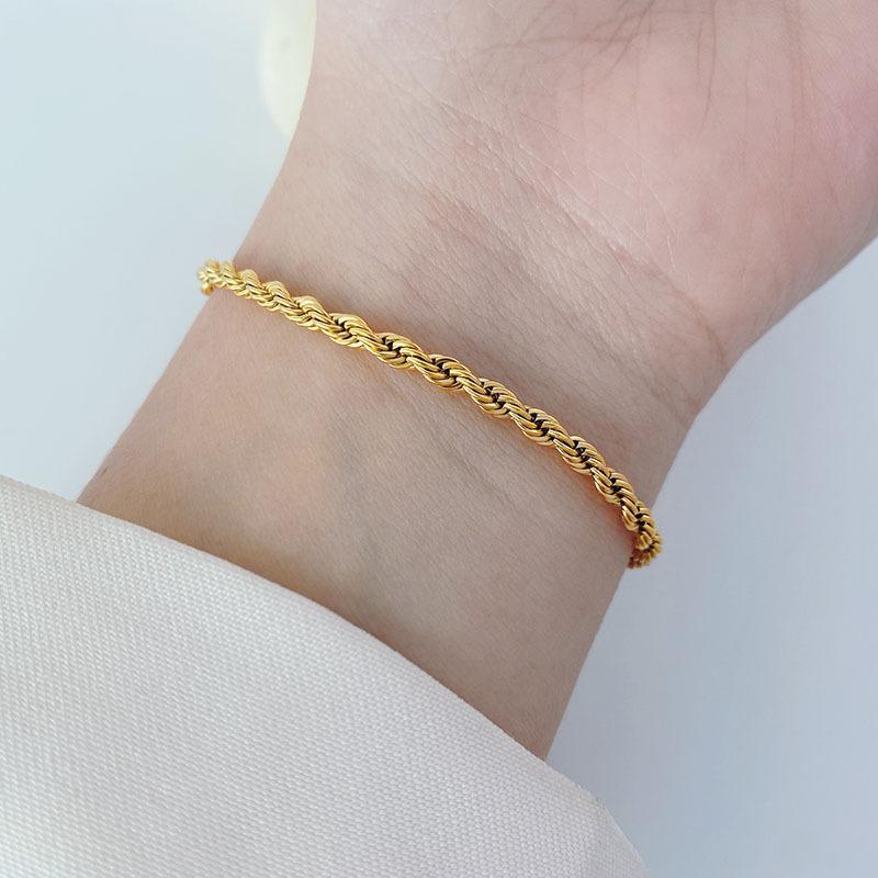 Braccialetti Corda Intrecciata in Argento Sterling 925 da 4MM per Donne Uomini Moda Minimalista Braccialetto a Catena per Coppia Gioielli Argentati Maschili Regali