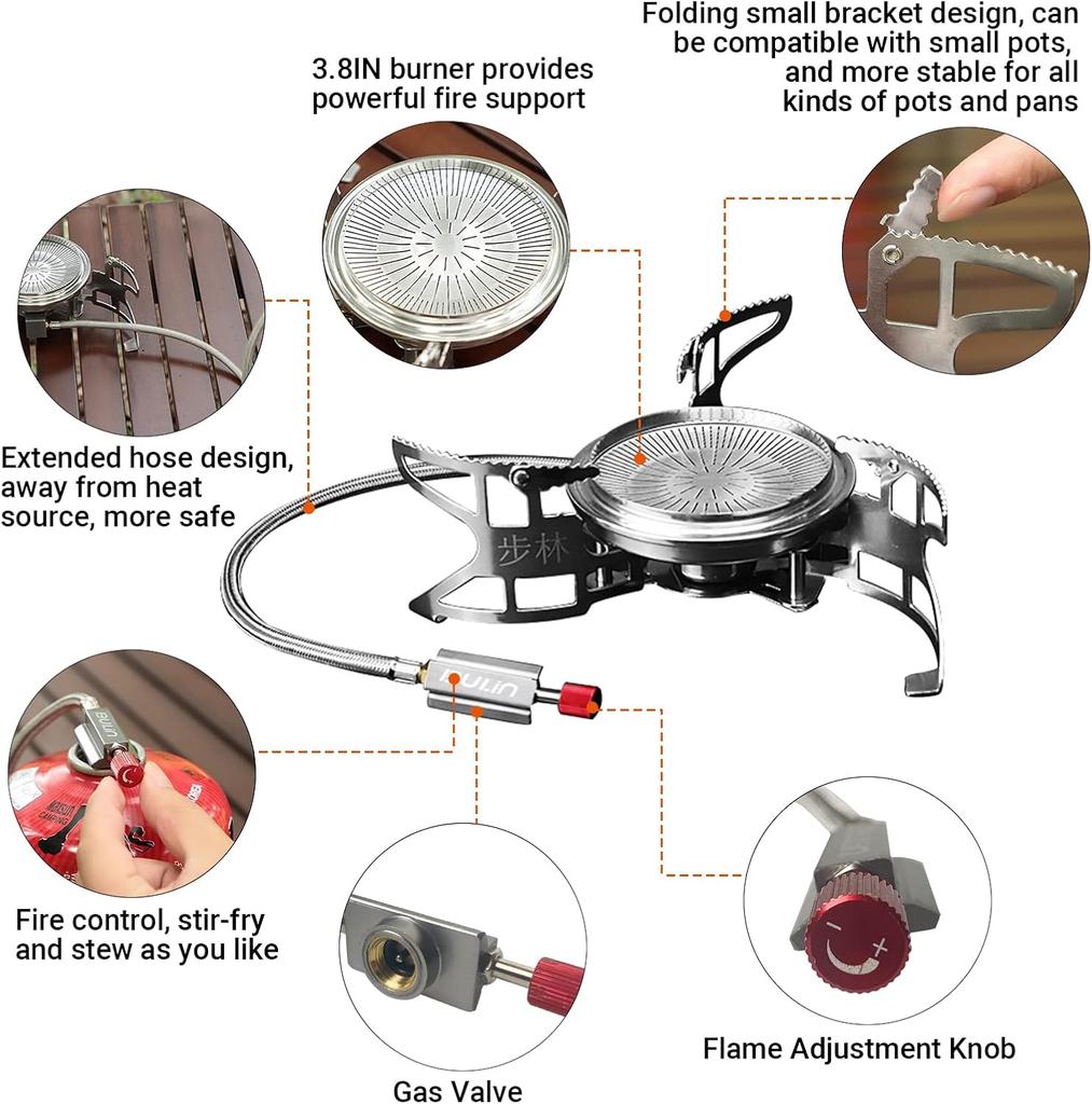 Backpacking Stove 3800W-18000W Portable Windproof Propane Camping Stove for Hiking