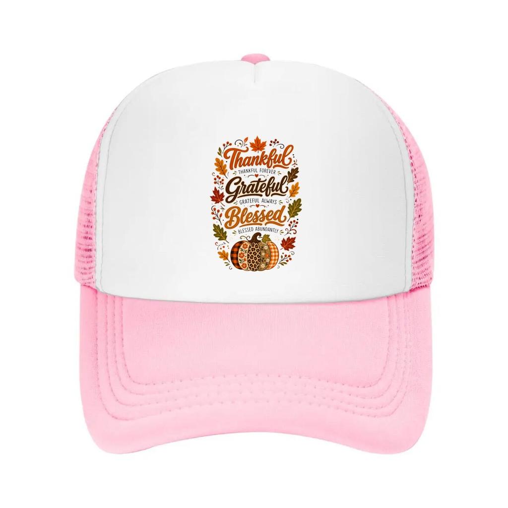 Autumn Harvest Gratitude Script Quot Mesh Baseball Cap Casual Hat Outdoor For Womens Unisex FeUnisex