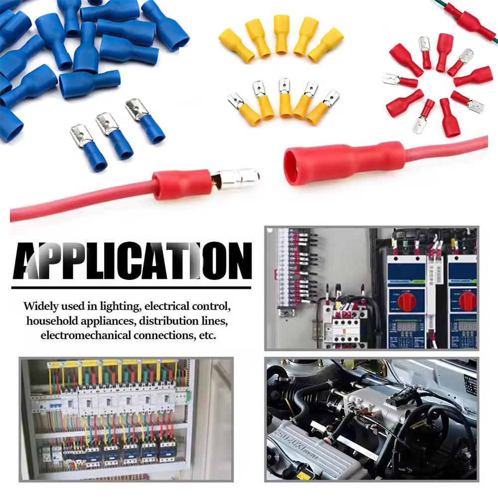 

Insulated Seal Spade Wire Connector Female Crimping Terminals 2.8mm 4.8mm 6.3mm Electrical Crimp Terminal Set 10set червоний