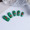 ABS Press On Nail 24PCS Christmas Snowflake Green Bell Design Reusable Artificial Nail For Festive Occasions