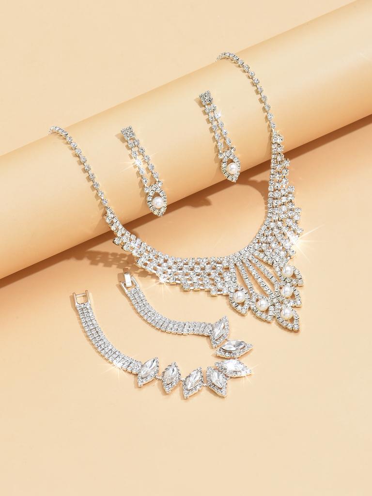 4-piece Women's Claw Chain Series Cone Zircon Necklace Earnail Bracelet Set Wedding Banquet Party Holiday Gift