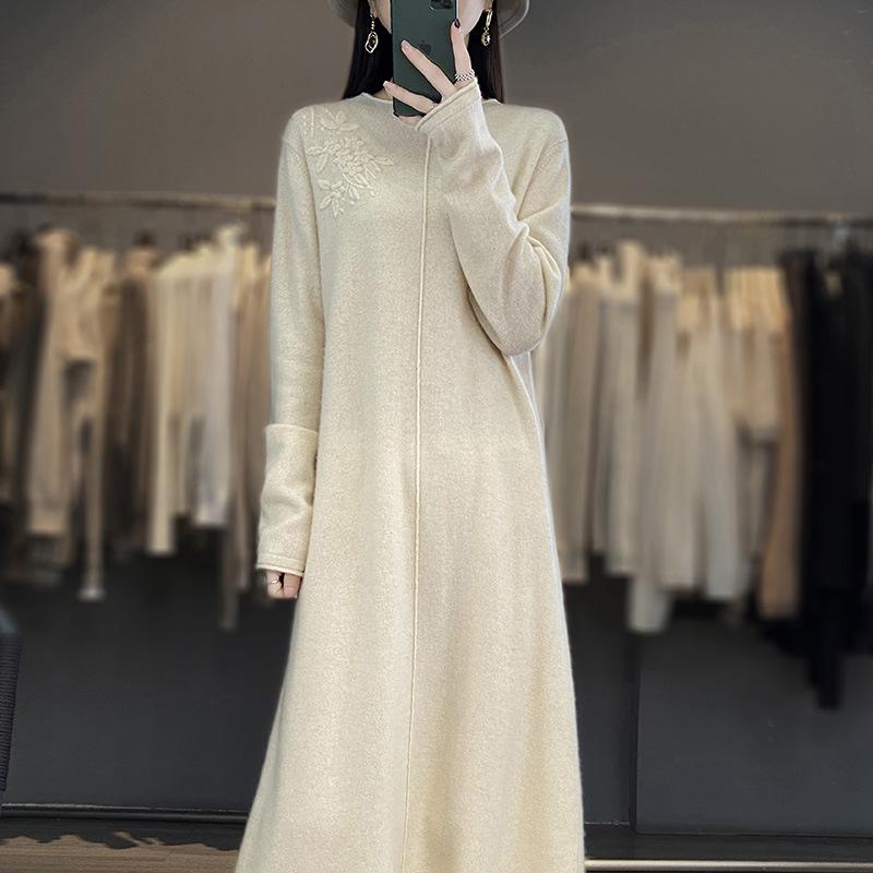 2023 Autumn/Winter Australian Cashmere Pullover & Long Crochet Skirt Set with 100% Chinese Wool