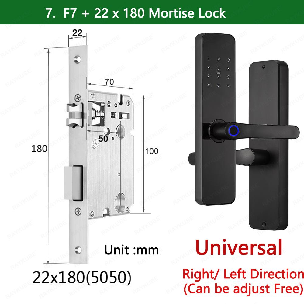 RAYKUBE F7 Zamek Smart na Odcisk Palca TT Lock Elektryczny Zamek do Drzwi z Dłuższymi Większymi Panelami Klamki Lustrzany Design Zdalne Sterowanie Aplikacją