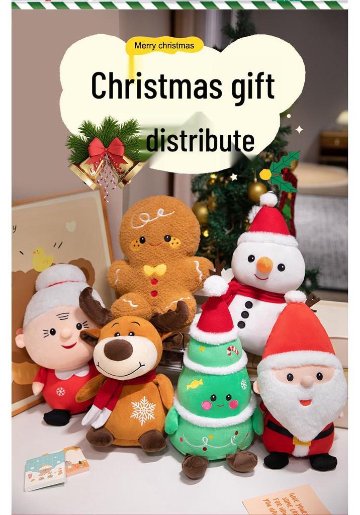 Christmas Santa Claus, Snowman, and Reindeer Plush Toy Decorations