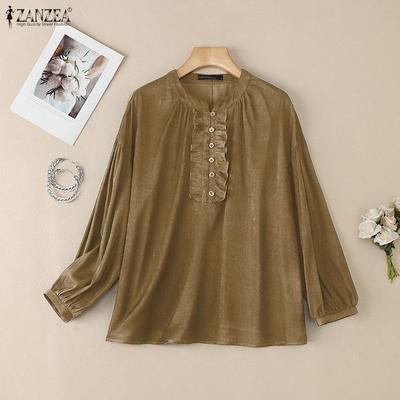 Lässige Bluse mit Rundhalsausschnitt und langen Ärmeln für Damen