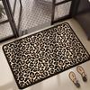Leopard Flannel Bathroom Absorbent Floor Mat Toilet Floor Mats Dirt Resistant and Quick Drying Entrance Door Mat Home Decoration