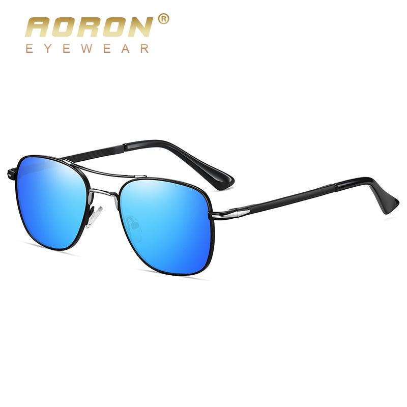 aoron Polarized Sunglasses Men's Fashion Double Beam Metal Sunglasses Outdoor Cycling Sunglasses