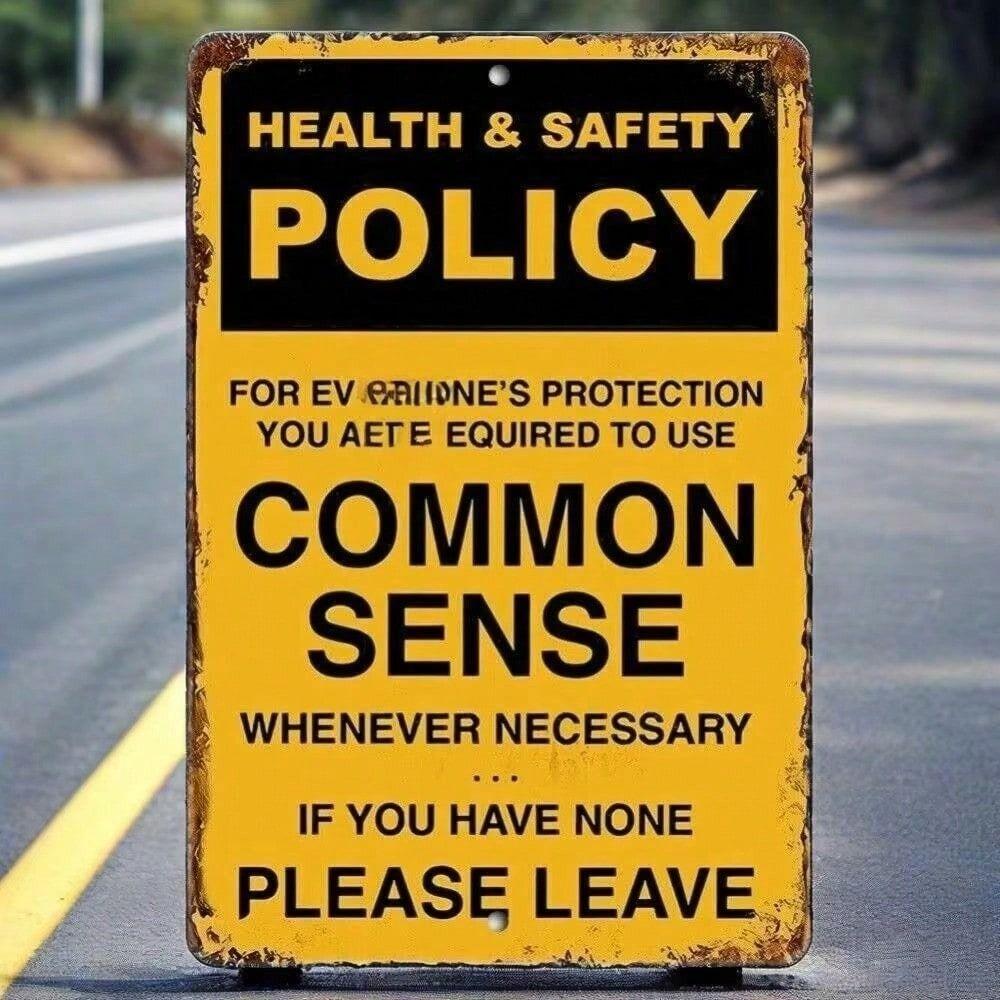 Vintage Sense Policy Metal Sign Wall Art