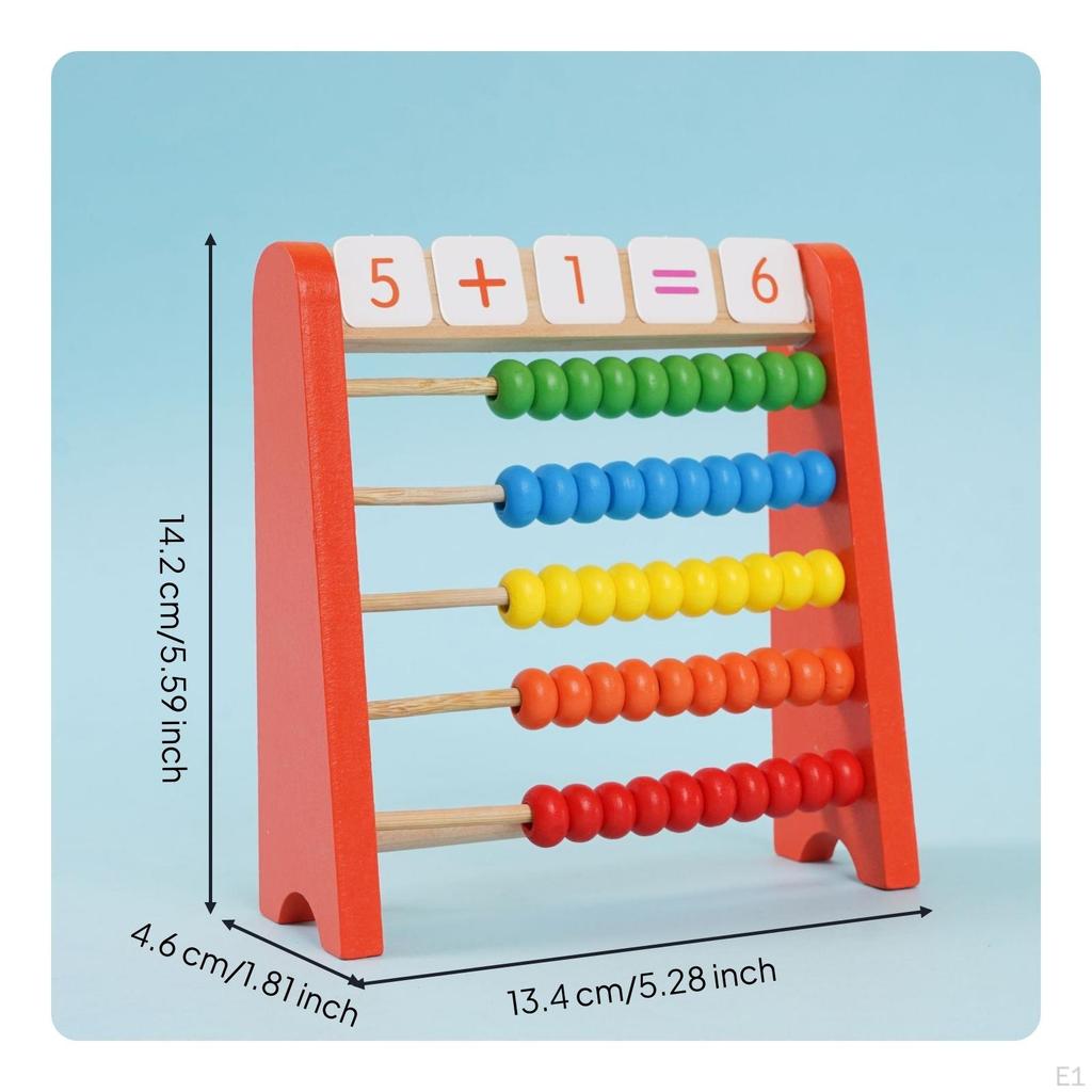 Abacus with Math Cards Handson Wooden Colorful Counting Frame for Preschoolers, Young