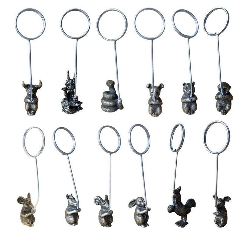 Delicate Miniature Metal Bookmarks Clip Feature Chinese Astrological Animals Suitable For Office And Dining Table Use