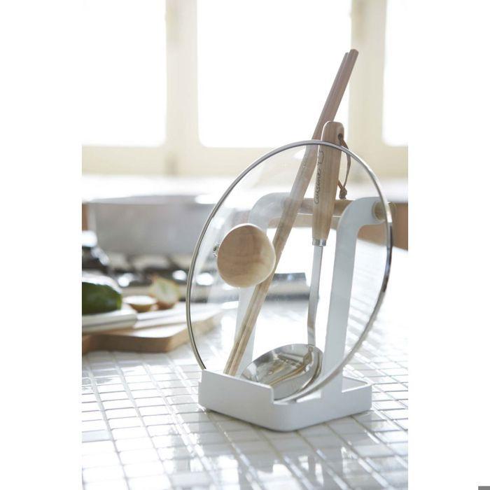 Support pour louches et couvercles - Yamazaki - TOSCA - Acier/Bois - Blanc - Design moderne