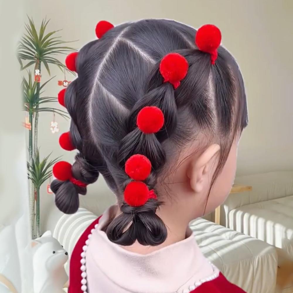 10/20pcs Sweet Colorful Elastic Hair Bands Plush Ball Rubber Band for Baby Girls Scrunchie Hair Ties Clip Kids Hair Accessories