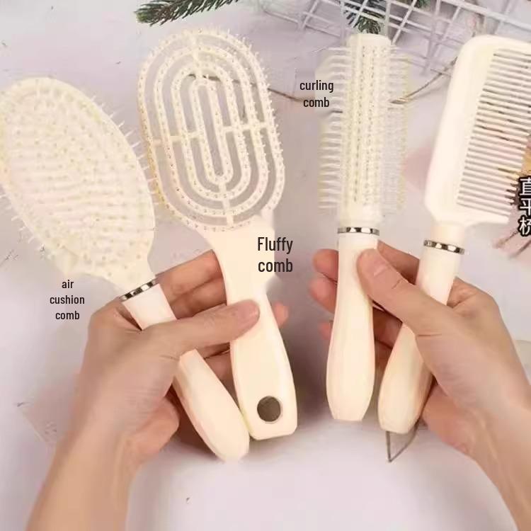 Curved Air Cushion Comb Set for Men & Women - 4 Pieces for Home Styling & Massage