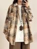 Camicia da Donna Autunno 2025 Retrò Tie-Dye a Quadri a Maniche Lunghe con Quattro Bottoni