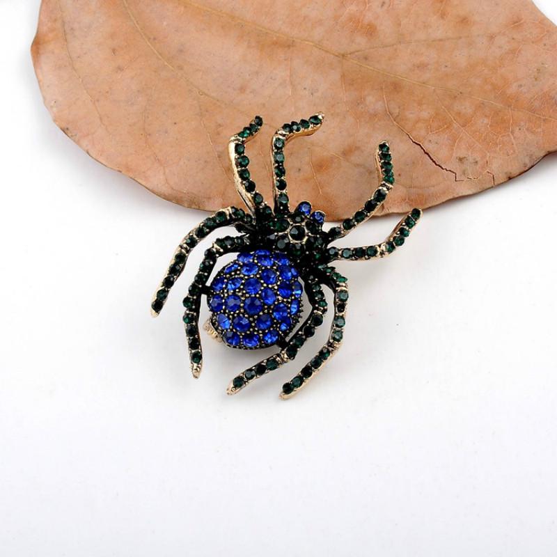 

Европейская и американская модная брошь-паук, большая индивидуальная брошь синий