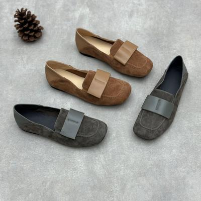 Single-shoe Spring and Autumn Matte Women's Shoes Flat Genuine Leather Loafers and Bean Shoes