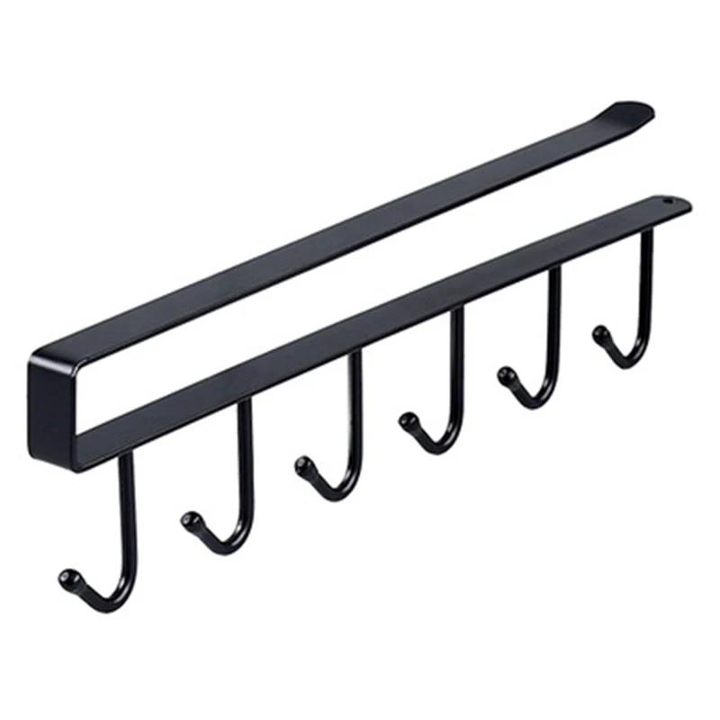 

1 шт. шкаф из кованого железа с 6 крючками, без гвоздей и алмазов, простая установка, многосценовое хранение, аккуратное хранение чёрный