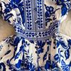 Summer Women Designer Vintage Print Runway Dress Elegant V-neck Single Breasted Party Dresses