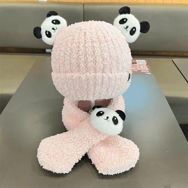 Baby winter warm hat super cute children knitted cute bear scarf cover hat boys and girls ear protection warm hat
