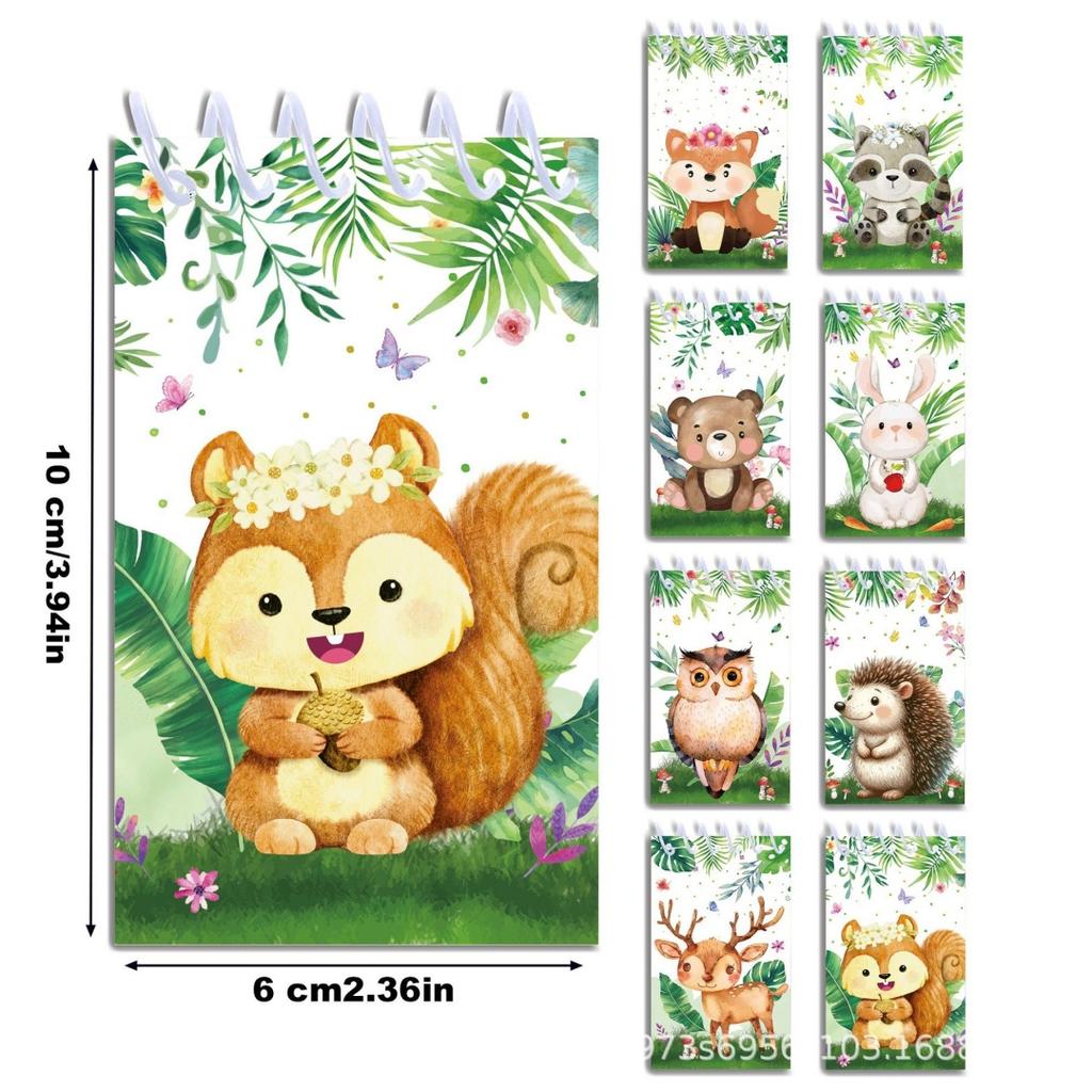 8-Pack Woodland Animal Spiral Notebook Forest Mini Pocket Notepad for Students Kids Office Gift
