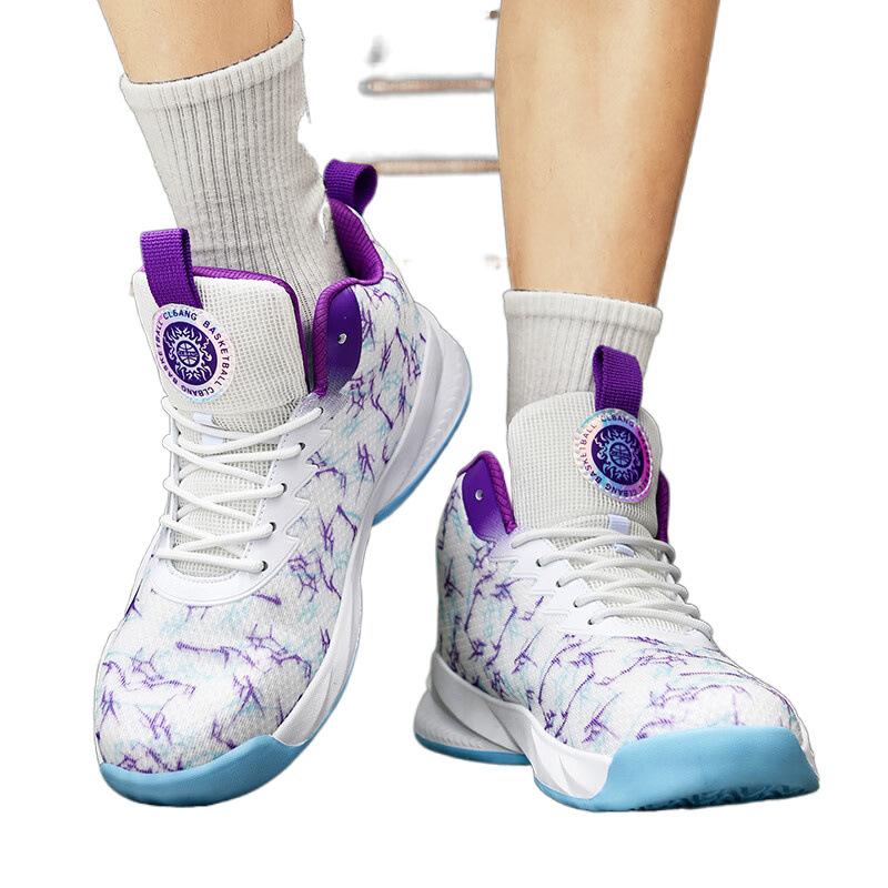 Basketballschuhe Herren Sommer Mesh atmungsaktiv rutschfest verschleißfest stoßdämpfend leicht Student Mandarinente Sportschuhe High-Top Stiefel