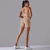 European and American seamless knitted solid color beautiful back high elastic tight yoga suit set running fitness suit two-piece set women