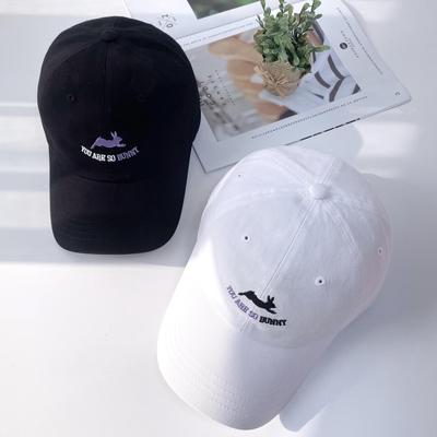 Unisex Basic Daily Baseball Cap Black Bunny Ball Cap
