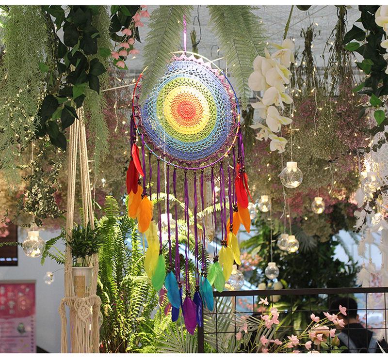 Handmade Indian Dream Catcher Feather Wind Chime - Creative Wall Hanging for Bedroom or Homestay Decoration