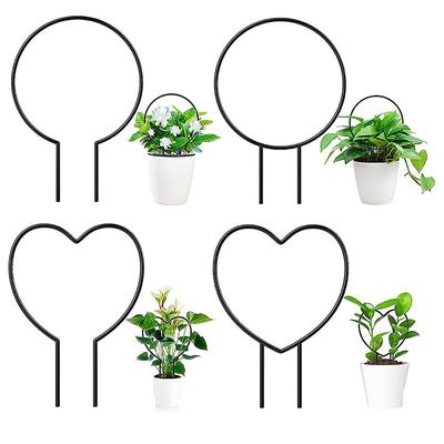 1Pc Garden Plant Support Stake Stand Round Vine Climbing Rack Ironheart-Shaped Flower Plant Trellis Support Frame Garden Decor